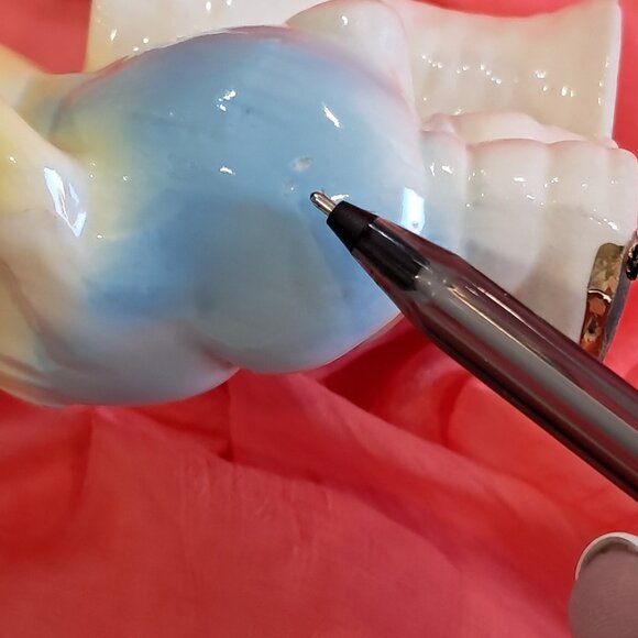 Vintage 60s Ceramic Easter Bunny Planter Hand Painted 22K Gold Easter Decor - Picture 10 of 10